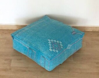 CACTUS SILK POUF - Outdoor Pouf Ottoman - Handmade  Moroccan Pouf - Beautiful Handwoven Round silk Pouf For Gift- Ottoman floor  Pouf