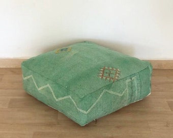 POUF EN SOIE CACTUS - Pouf d'extérieur - Pouf marocain fait main - Beau pouf rond en soie tissé à la main pour cadeau - Pouf de sol ottoman