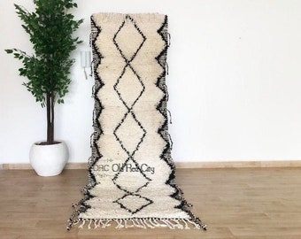 Moroccan Runner - Beni Ourain Runner Rug | Beni Ourain Rug, Moroccan rug Hand knotted - Beni ourain carpet-rug-Custom rug - handmade rug