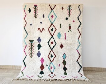 Moroccan Handmade rug ,Beni ourain style Morocco wool Berber Rug, modern rug, Hand woven rug, Azilal Berber style - white Rug Morocco