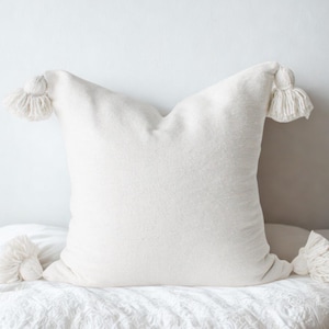 Set of 2 Handwoven Tassel Pillow Covers – Artisan Made Boho Decorative Pillows – Accent Cushions for Sofa, Couch or Bedroom
