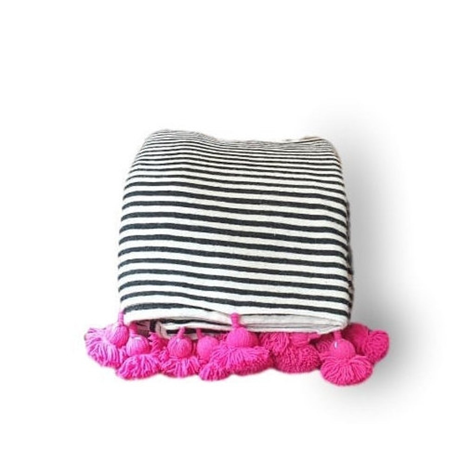 MOROCCAN BLANKET ORGANIC Blanket Handmade Ivory Pompom Etsy