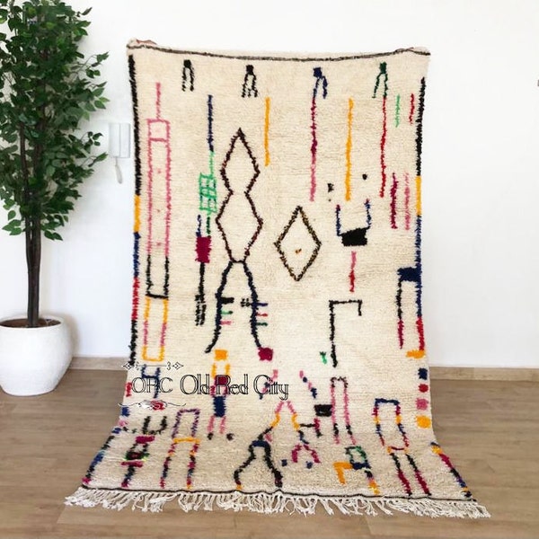 Beni Ourain Rug | Handmade Beni Ourain Rug, Moroccan rug Hand knotted - Beni ourain carpet-rug-Custom rug - handmade rug - Genuine lamb wool