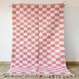 Tapis Beni ourain à carreaux, tapis en laine fait main, tapis marocain personnalisé, tapis pour le salon, tapis berbère en laine - tapis berbère -