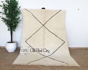 Beni Ourain Rug | Handmade Beni Ourain Rug, Moroccan rug Hand knotted - Beni ourain carpet-rug-Custom rug - handmade rug - Genuine lamb wool