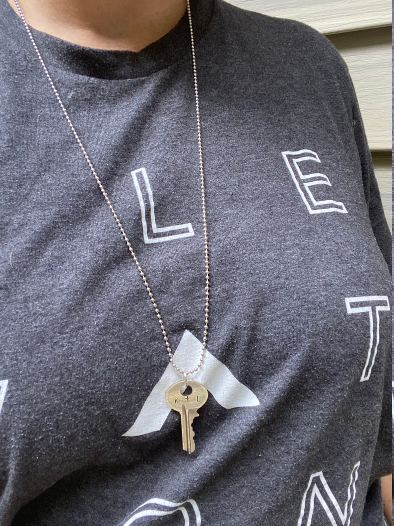 CUSTOM initial stamped key necklace