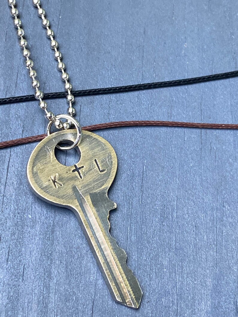 CUSTOM initial stamped key necklace