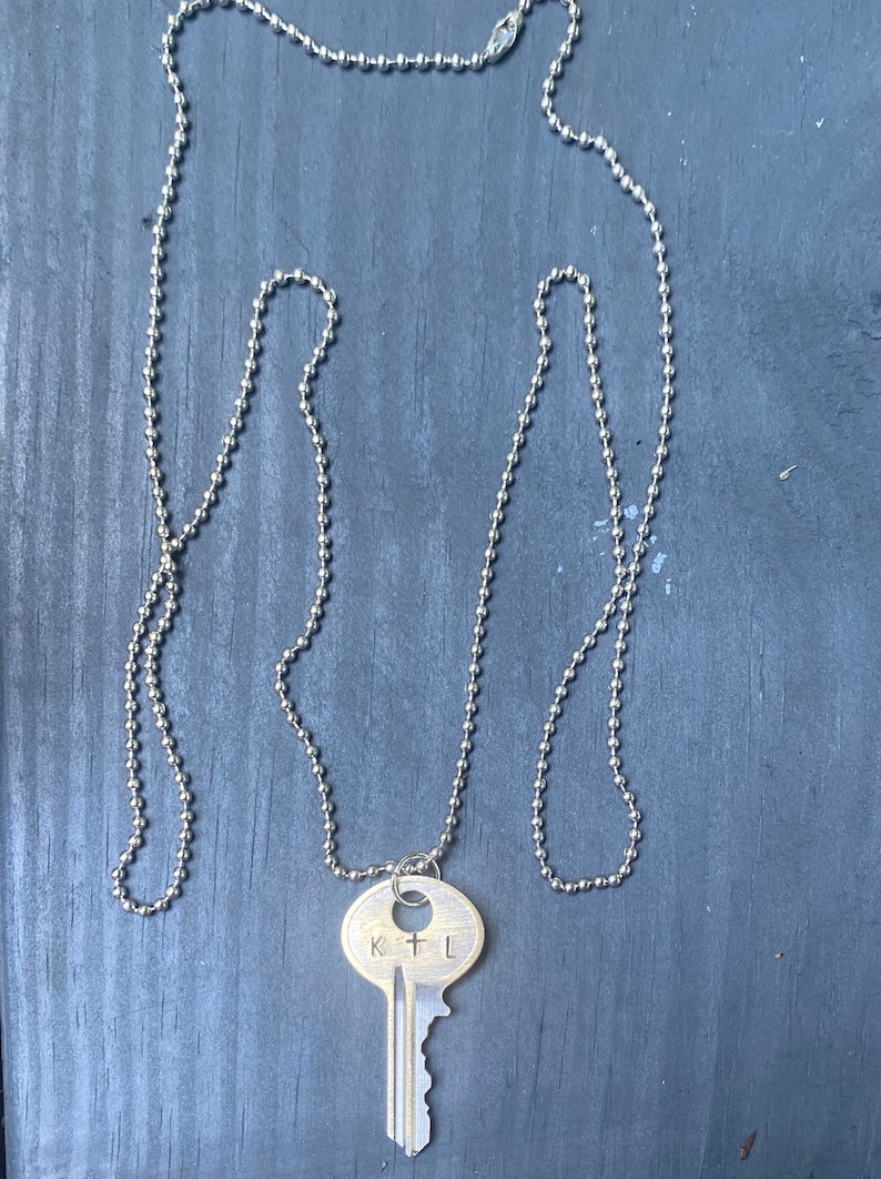 CUSTOM initial stamped key necklace