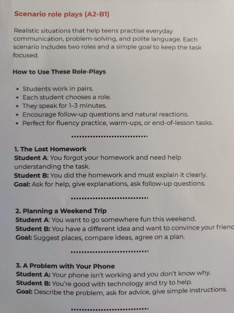 ESL Speaking Micro-challenges – A2-B1 English Pack (printable Language ...