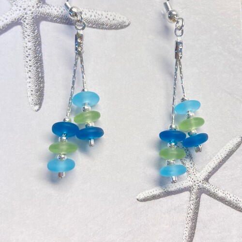 Sea Glass Earrings, Beach earrings, Dainty earrings, Minimalist jewelry, Sea Glass Jewelry, Beach Glass