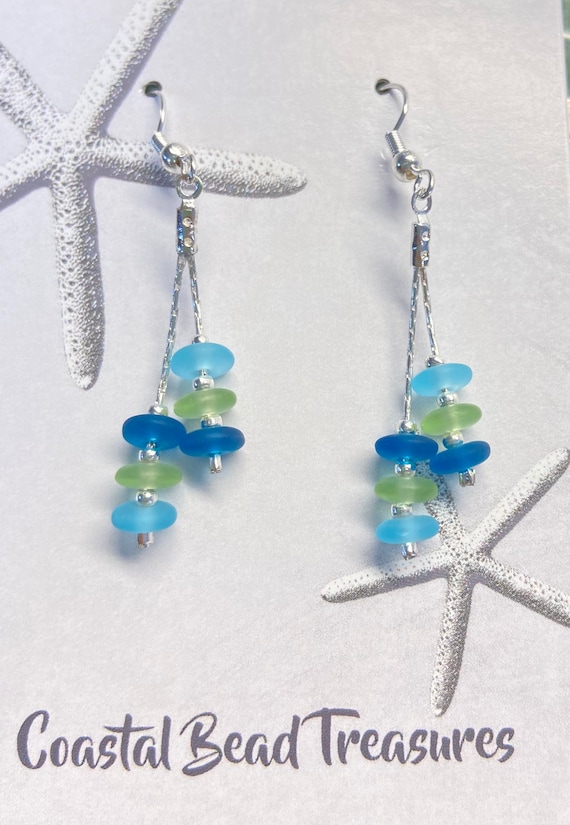 Sea Glass Earrings, Beach earrings, Dainty earrings, Minimalist jewelry, Sea Glass Jewelry, Beach Glass