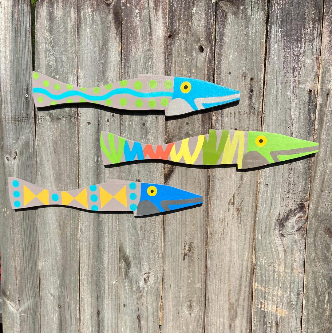 Coastal Wooden Fish Wall Hanging Set: Tropical Beach Decor - Etsy