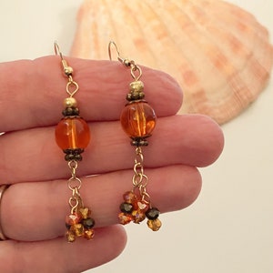 Boho Earrings, Gold and Glass Crystal Earrings, Faceted Crystal Jewelry