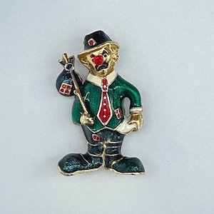 Vintage Hobo Clown Brooch, Clown Pin, Hobo Pin, Vintage Clown, Antique Jewelry, Clown Jewelry, Enameled Hobo Clown Pin, Ladies Broach