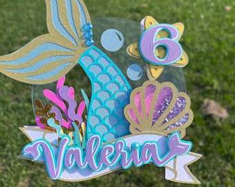 Mermaid Cake Topper.  Under The Sea Party Decoration. Under The Sea Cake Topper. Mermaid Birthday Party. Mermaid Party Deco. Birthday Girl.