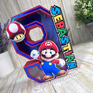 Mario Bros, 3D-nummer, Mario Bros-decoratie, Mario Bros Custom 3D-nummer, Super Mario Bros, Mario verjaardagsfeestje, Mario Bros feestartikelen