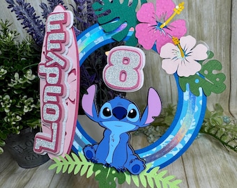 Adorno para tarta de Stitch. Decoración para fiestas. Adorno para tarta con forma de shaker de Lilo y Stitch. Adorno hawaiano para tarta. Fiesta de cumpleaños de Stitch.