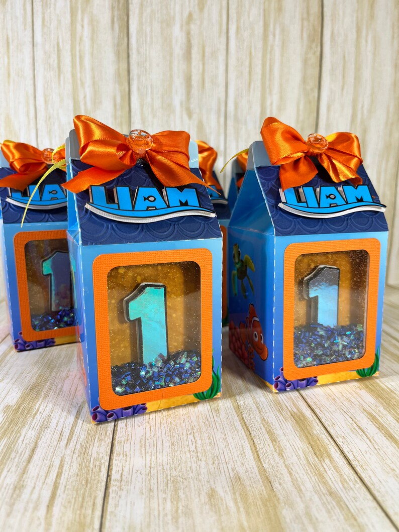 Shaker Milk Favor Boxes. Party Decoration. Finding Nemo Milk Box. Shaker Candy Box. Finding Nemo Birthday Party image 8