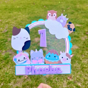 Squishmallows Cake Topper. Party Decoration. Personalized   Squishmallows Topper. Squishmallows Inspired Theme Party. Squishmallows Party.