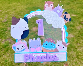 Squishmallows Cake Topper. Party Decoration. Personalized   Squishmallows Topper. Squishmallows Inspired Theme Party. Squishmallows Party.