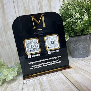 QR Code Sign. Social Media Sign.  Lets Get Social. Customized QR code Display. Acrylic Business Web Site. Facebook. Payment QR Code