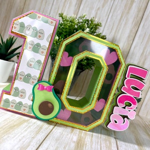 Avocado 3D Letter.  Party Decoration.  Avocado 3D Number. Cute Avocado Customized 3D Letter Box. Party Deco. Avocado Birthday Party .