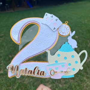 Tea Party Cake Topper.  Party Decoration.  Alice Cake Topper. Alice in wonderland Cake Topper. Custom Party Deco. Alice Birthday Party .