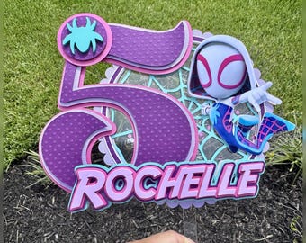 Custom Ghost Spider Cake Topper. Party Decor. Spider Gwen Cake Topper. Custom Cake Topper. Ghost Spider Party. Spider Gwen Birthday.