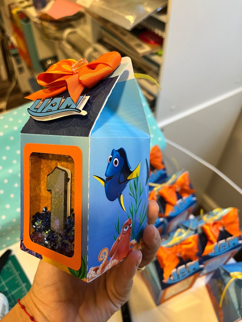 Shaker Milk Favor Boxes. Party Decoration. Finding Nemo Milk Box. Shaker Candy Box. Finding Nemo Birthday Party image 5