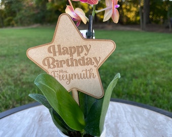 Wood Plant Marker, Teacher Appreciation, Engraved Plant Stake, Plant Sign, Housewarming Gift. Mini Cake Topper.