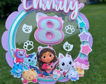 Gaby Dollhouse Cake Topper.  Party Decoration.  Kitty Girl Topper. Gaby Dollhouse Inspired Theme Party. Custom Party Deco. Birthday Party .