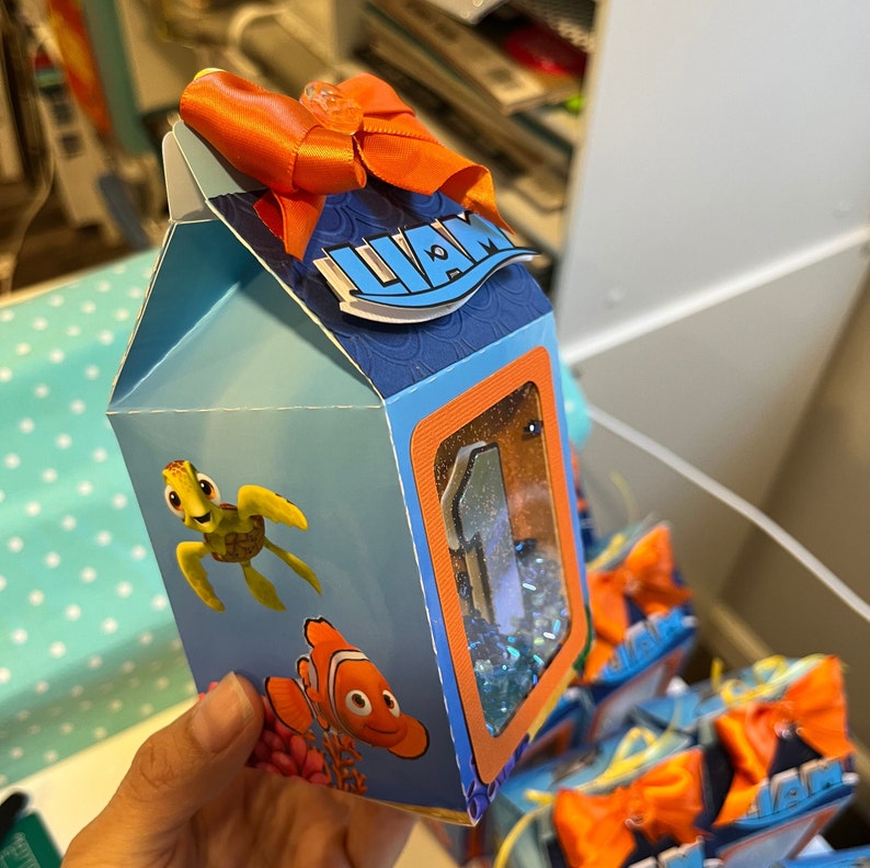 Shaker Milk Favor Boxes. Party Decoration. Finding Nemo Milk Box. Shaker Candy Box. Finding Nemo Birthday Party image 4