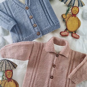 DK Mönstrad Barnkofta V-ringad och Kragekrage Storlek Prem - 12 månader (216)