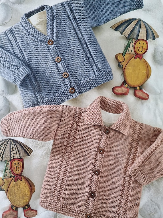 Cardigan per bambini modello DK con scollo a V e colletto, taglia