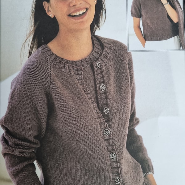 Easy DK Knitting Pattern Cardigan and Short Sleeve Jumper