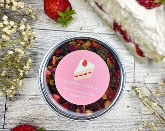 Strawberry Shortcake Tea ~ Strawberry Sponge Cake Black Tea Blend, Loose Leaf | Dessert Tea