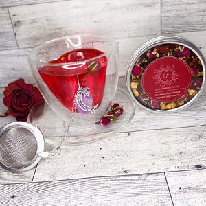Lune Ombrale Rouge Tea ~ Loose Leaf Herbal Tea | Strawberry & Hibiscus Rose Blend, Naturally Red Tea | Aromatherapy