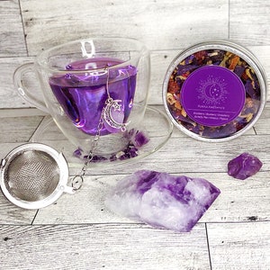 Purple Améthyste Tea ~ Loose Leaf Herbal Tea | Blackberry Papaya Borage Blend, Naturally Purple Tea | Aromatherapy