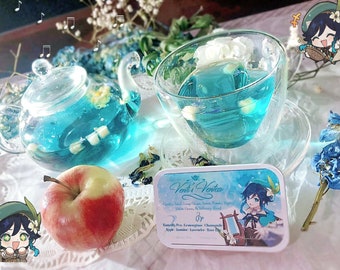 Genshin Loose Leaf Teas ~ Genshin Character-Inspired, Fandom Tea | Unique Tea Assortment; Venti Blue Tea, Mona Glitter Tea