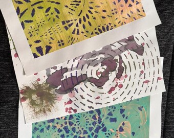 3 Original Painted Papers | Acrylic and Tempera Art Cardstock | Hand-Painted Collage Paper | Art Journal & Junk Journal Supplies