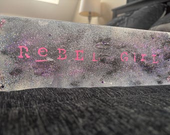 Rebel Girl Original Acrylic Painting | Alternative Punk Wall Art | 4x12 Stretched Canvas | Edgy Feminine Decor | One of a Kind Artwork