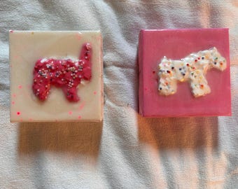 Glossy Original Animal Cracker Mixed Media Painting | 3x3 Mini Canvas Art