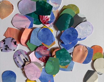 50 Handmade Fish Scale Die Cuts | Mermaid Scale Paper Shapes | Mixed Media Collage Supplies | Junk Journal Embellishments | Paper Crafts