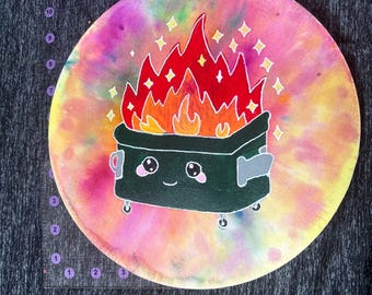Dumpster Fire Original Acrylic Painting | Funny Wall Art | Cute Dumpster on Canvas | Office Decor | Sarcastic Home Decor | Handmade Gift