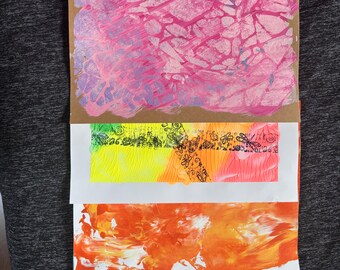 Bright Color Collage Paper Pack | Hand-Painted Cardstock | Artist-Made Mixed Media Paper | Art Journal & Junk Journal Supplies