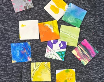 50 Handmade Square Die Cuts | Mixed Media Paper Ephemera | Junk Journal Supplies | Collage Paper Pack | Scrapbook Art | Art Journal Supplies