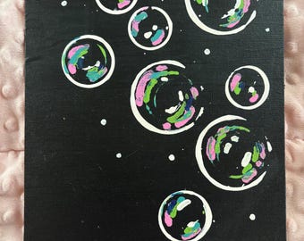 Original Abstract Bubble Painting on Canvas Board