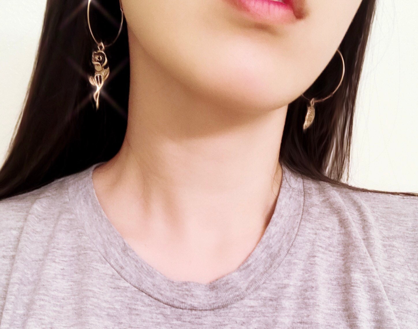 Hoop earrings/unbalanced earrings/flower earrings/mismatched | Etsy