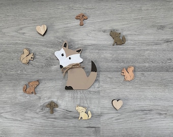 Wooden decoration advantage set fox forest for nursery door