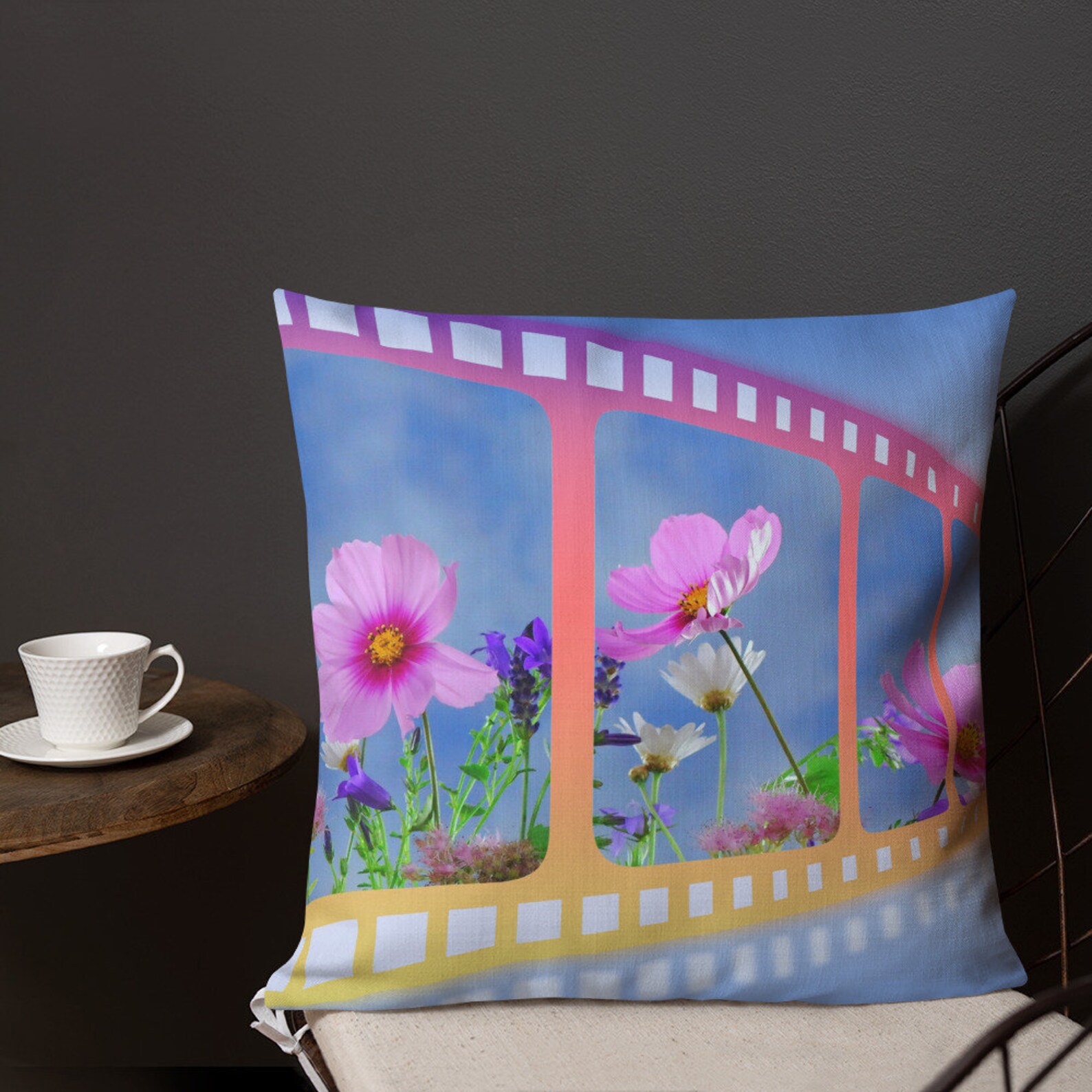 pink and blue throw pillows